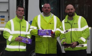 waste collectors with chocolate