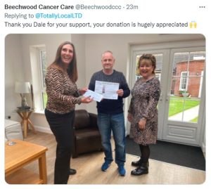 Photo of Dale with representatives from Beechwood Cancer Care