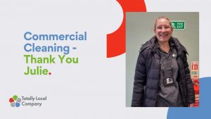 wording - commercial cleaning thank you Julie, photo of Julie