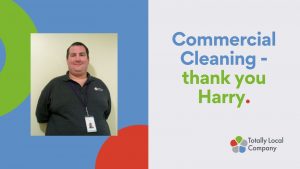 wording - commercial cleaning thank you, photo of Harry.